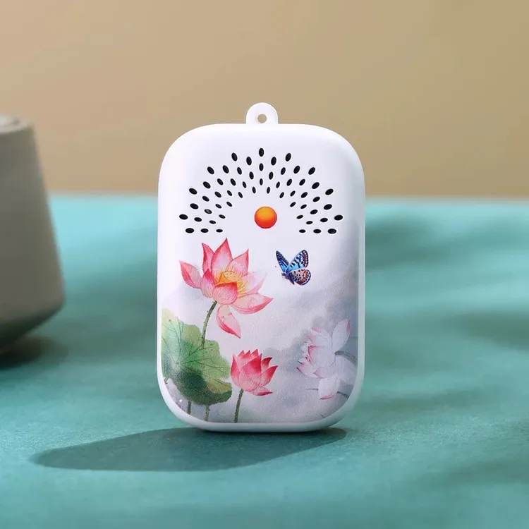 小型便携经典曲充电循环开机即播荷花静心桌面摆件