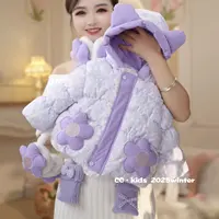 【加厚】儿童装女童冬季女宝可爱小兔连帽加绒加厚棉服外套251205