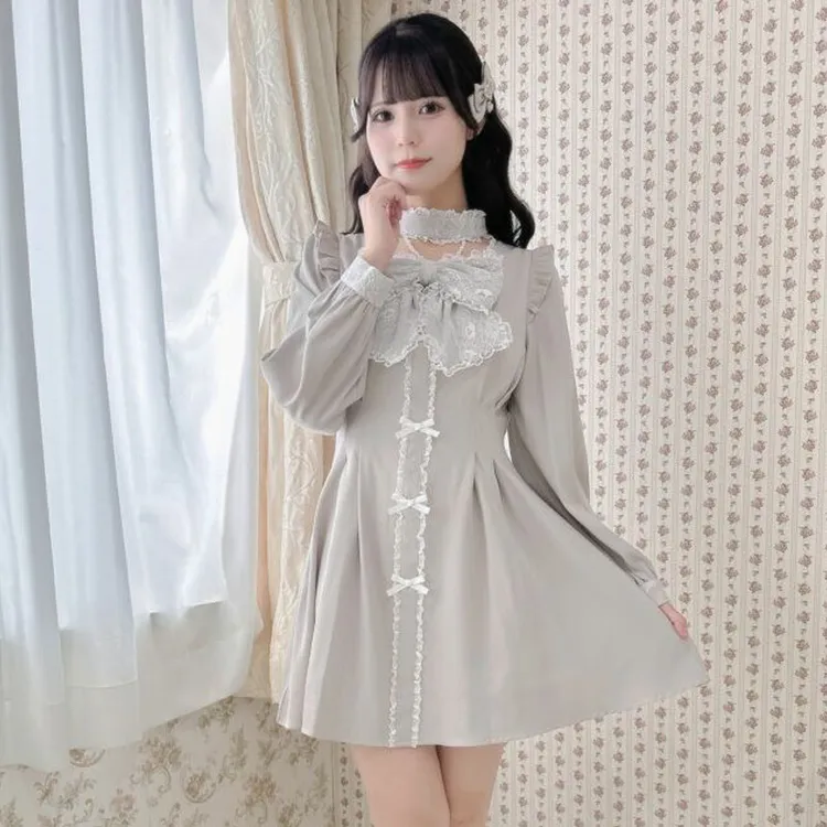 ROJITA · 爱心吊坠珍珠链大蝴蝶结连衣裙(1513176现货)