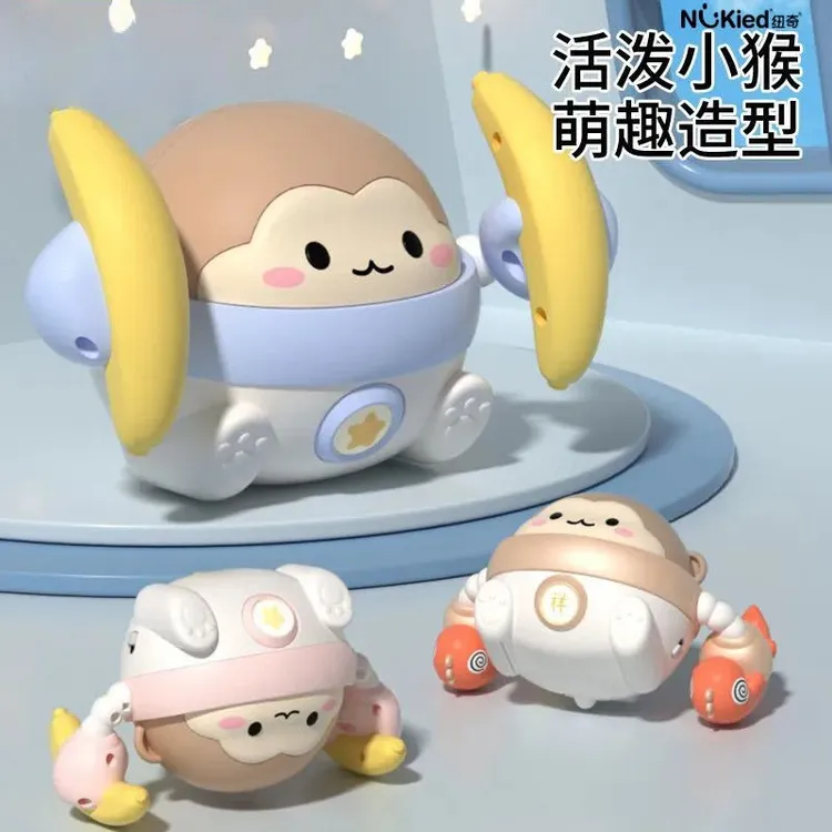 电动翻滚香蕉猴新款声控婴儿猴子玩具练习抬头爬行仿生会动可充电