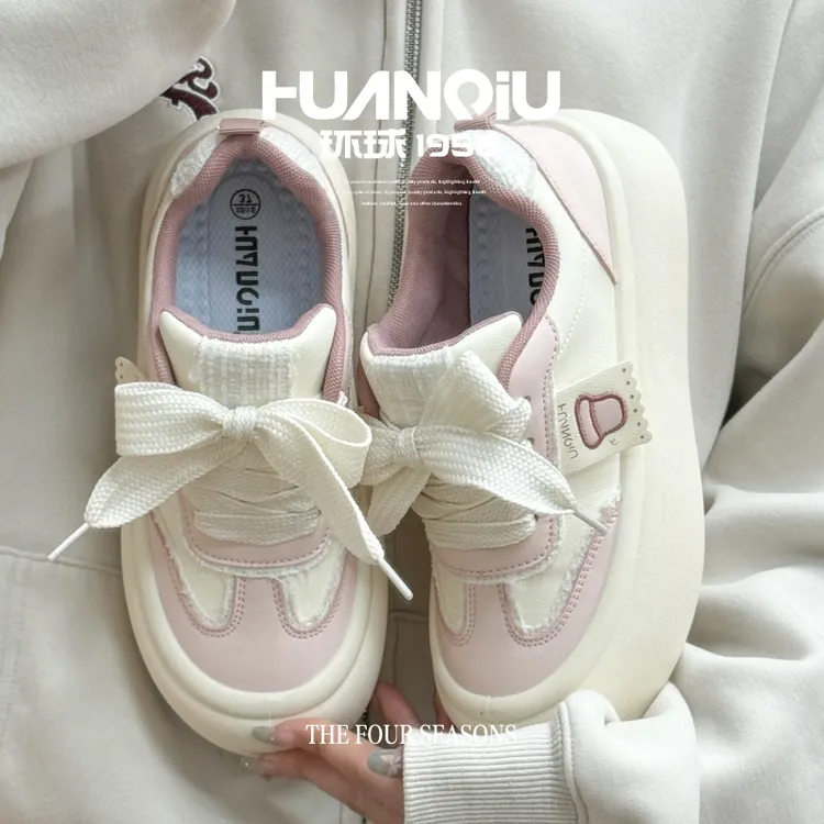 HUANQIU/环球百搭休闲女款2025秋季新款厚底板鞋小众鞋子学生女鞋