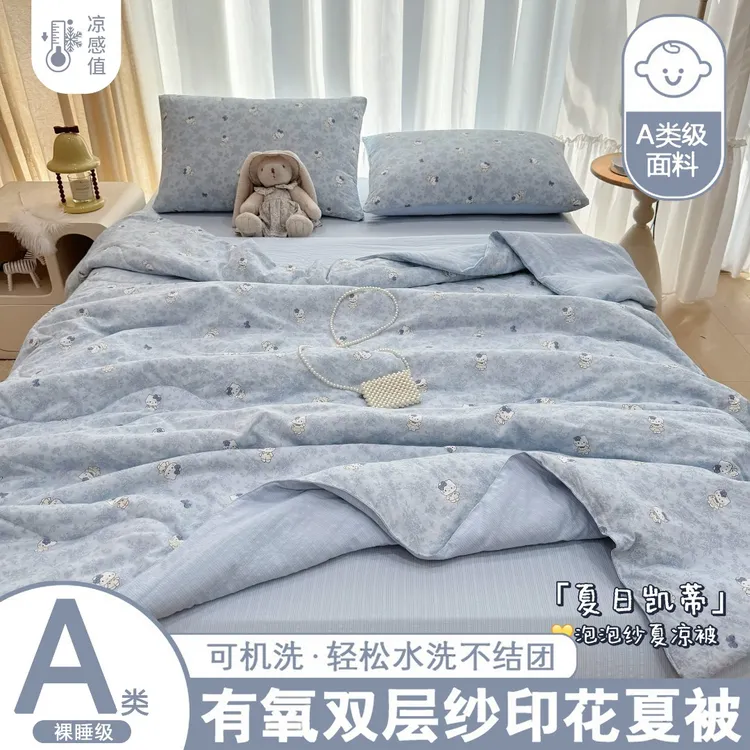 【夏凉被四件套】云感泡泡双层纱夏凉被四件套凉感夏季机洗空调被子商品图