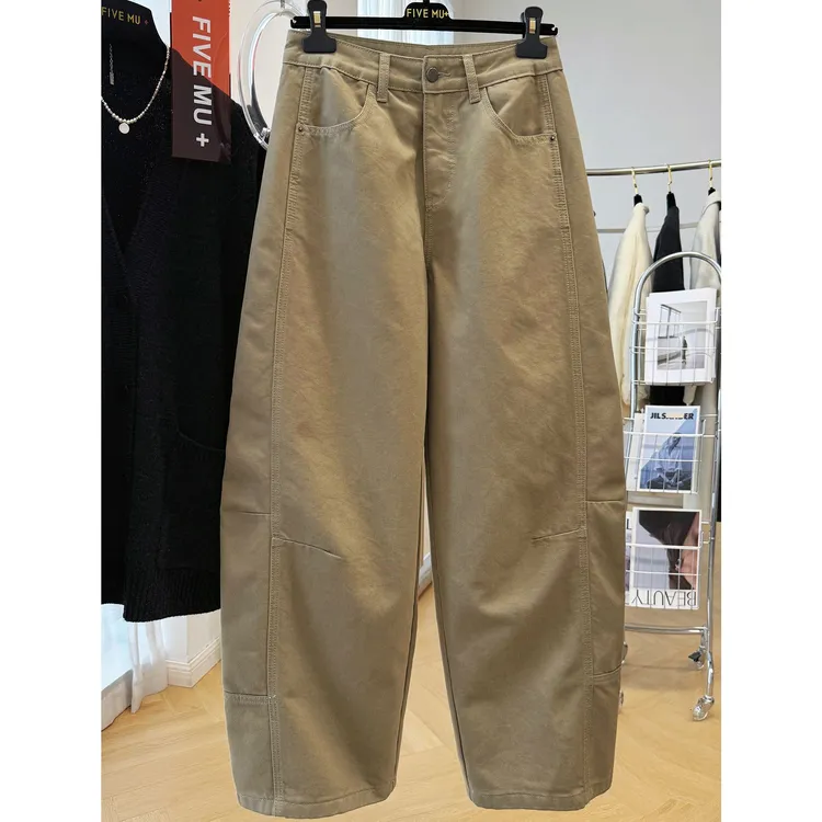 韩系独特别致巨好看的工装休闲裤秋冬新款慵懒风松弛感裤子弯刀裤