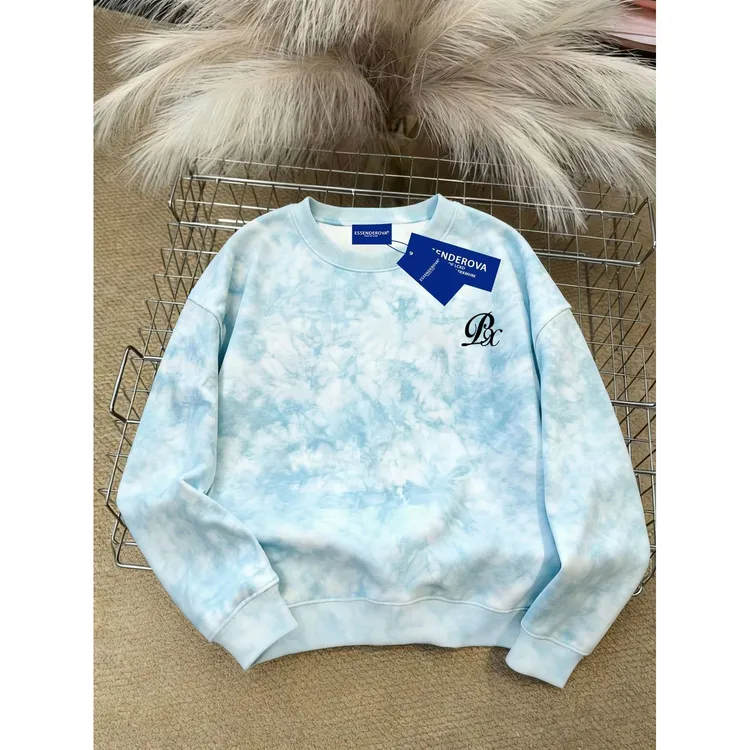 韩系个性潮牌chic扎染圆领卫衣女同款秋冬季宽松百搭休闲风上衣服