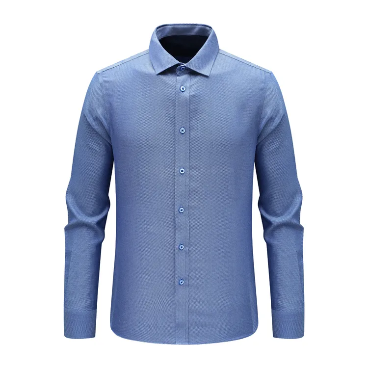 F3510恺春秋男式长袖衬衫 棉百搭商务休闲上衣免烫 蓝色