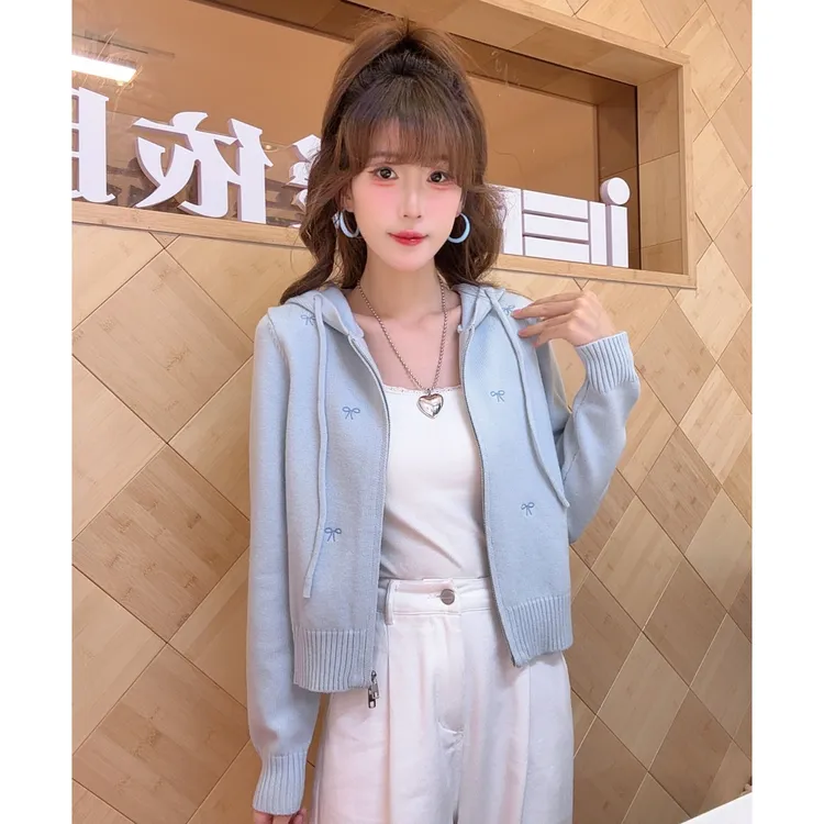IEF/爱依服2025秋冬新款韩版温柔气质蝴蝶结设计毛织外套