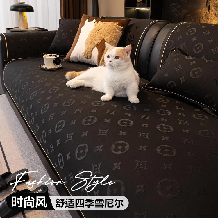 轻奢雪尼尔沙发垫四季通用新款防滑直排皮沙发坐垫套罩盖布巾简约