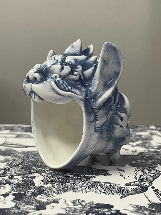 鬼迷日眼搞怪“大嘴”狻猊主人杯创意烟灰缸茶宠摆件茶室氛围感摆件