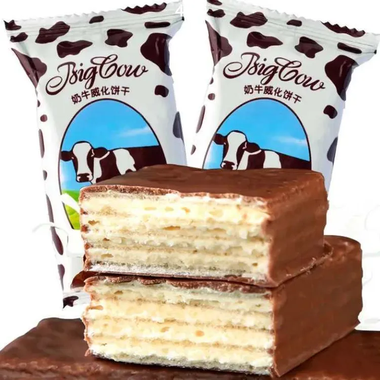 俄罗斯奶牛威化风味饼干巧克力散装独立包装代餐俄罗斯威化饼干