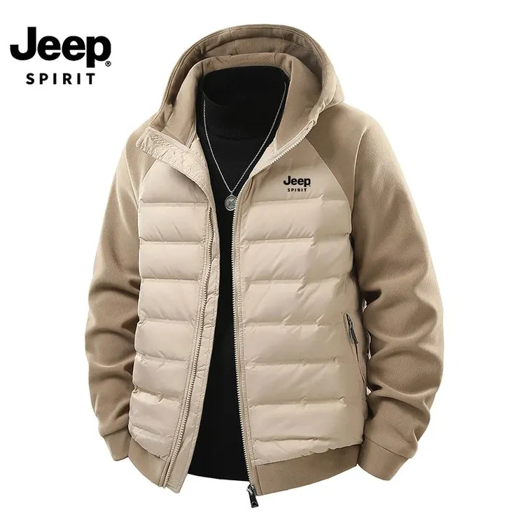 JEEP SPIRIT吉普轻薄羽绒服情侣连帽款秋冬保暖运动夹克休闲外套