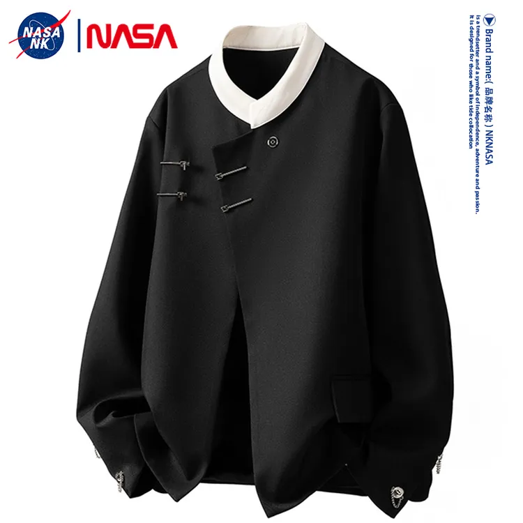 NASA联名新中式夹克外套男士春秋季百搭潮流休闲立领拼接痞帅西服
