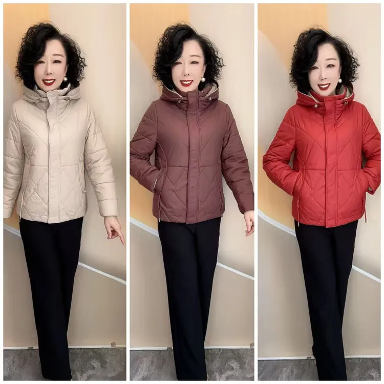 82501新款冬季款优雅妈妈宽松大码休闲厚棉服爆款外套，66衣长