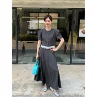 25夏法式洋气短袖衬衫+高腰半裙两件套装女S5296