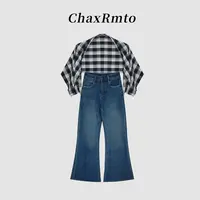 ChaxRmto斯斯25秋冬时尚百搭中高腰微喇牛仔裤SD1A2353