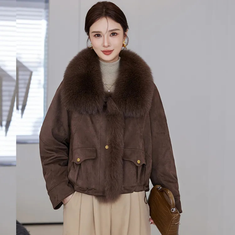 高端鹅绒羽绒服派克服女2025冬季新轻奢时尚狐狸毛领皮草外套短款