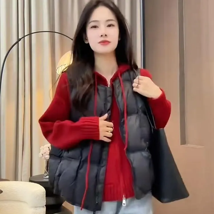 2025秋冬季新款女士时尚洋气加厚棉服马夹外套休闲百搭圆领马甲