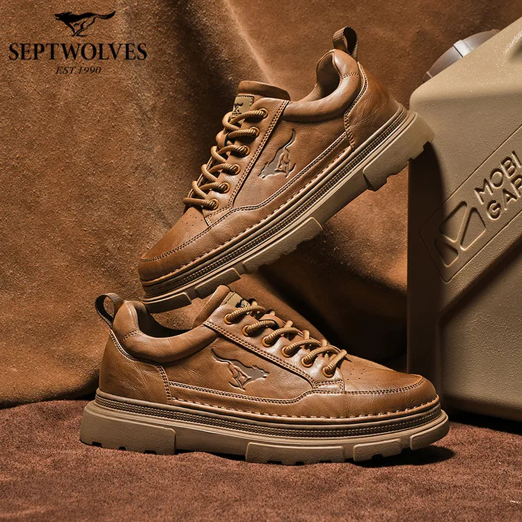 七匹狼/Septwolves冬季防滑休闲鞋英伦风百搭鞋潮鞋复古皮鞋