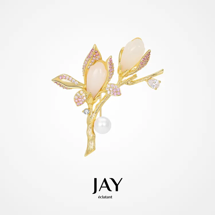 Jay并蒂兰和田玉胸针高级感轻奢别针胸花女高档秋冬大衣毛衣配饰