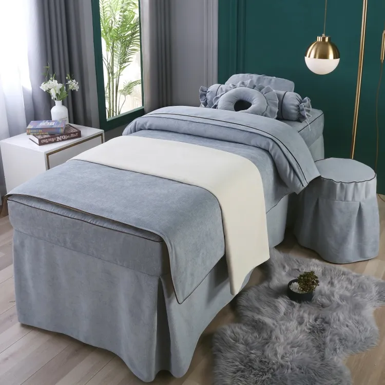 高档新款美容床罩四件套简约美容院专用四季按摩洗头理疗加厚床套