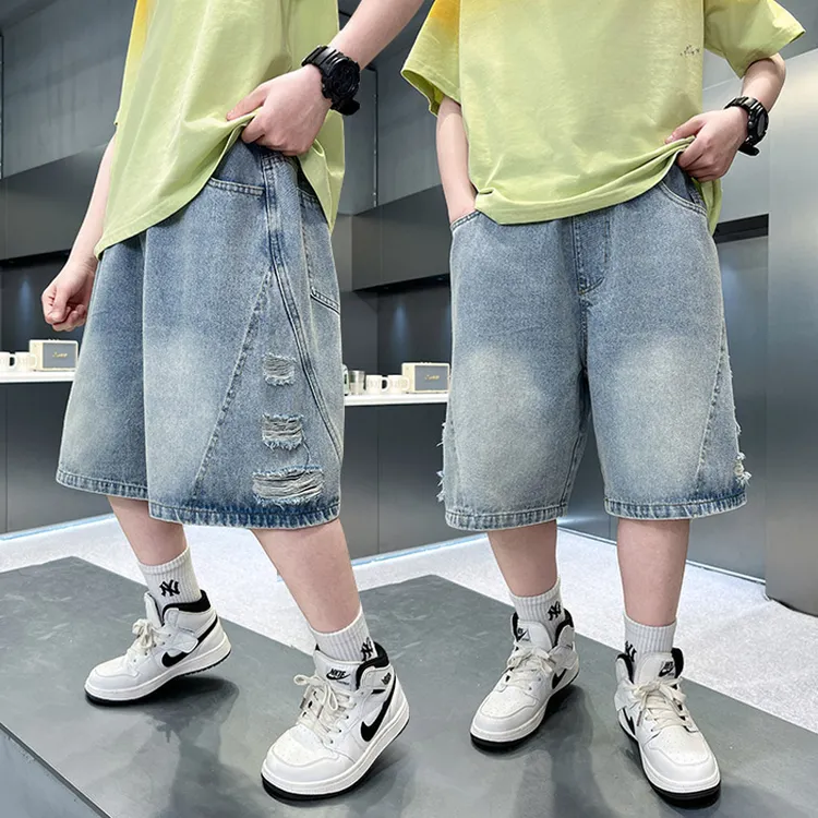 男童牛仔短裤儿童夏装中大童6-12岁10-15岁潮款大童夏季男孩中裤