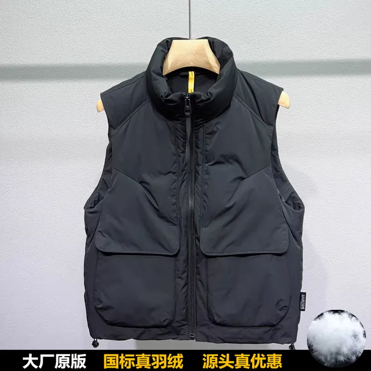 2025新款羽绒马甲男工装风鸭绒外穿百搭外套无袖马夹
