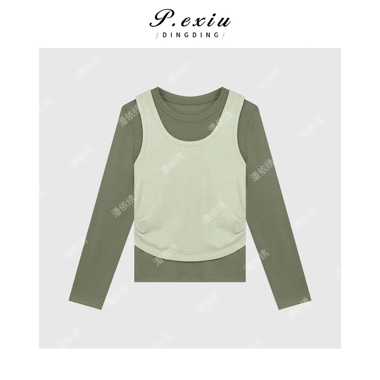 PanYiXiu/潘依绣美式复古简约撞色两件套 M8617