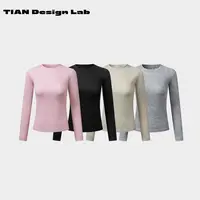 Tian design lab简约秋冬保暖绵羊毛显瘦白色打底衫长袖t恤女