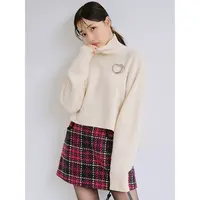 【MonTendre】初秋新款 S 优雅复古风后系带高腰A字格纹休闲短裙裤