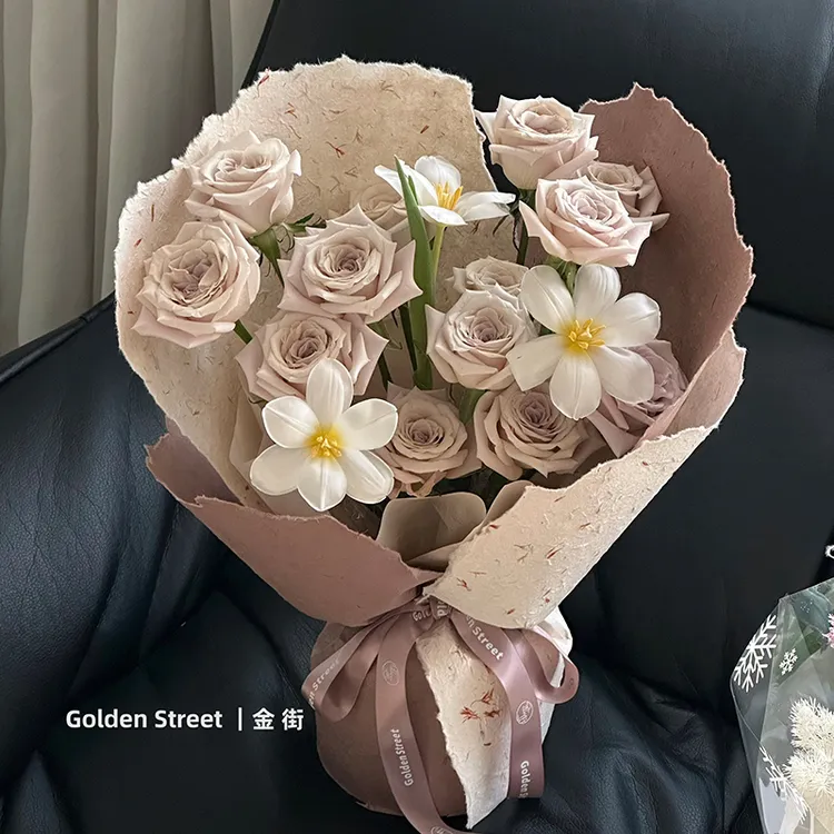 【花鲜谷】手撕花瓣东巴纸彩色花草纸手工diy花艺包装纸耐撕手揉纸