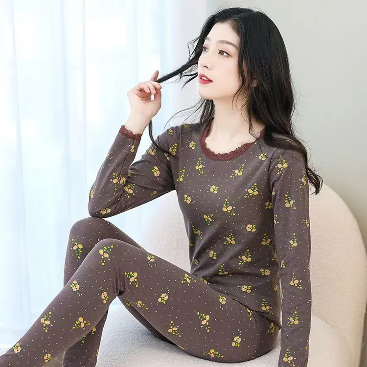 德绒新款休闲时尚秋季新款套装女保暖内衣打底衫女学生爆款家居服