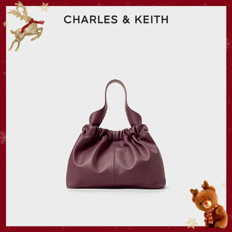 CHARLES & KEITH【流光风】25冬新款复古手提水桶包云朵包10151320