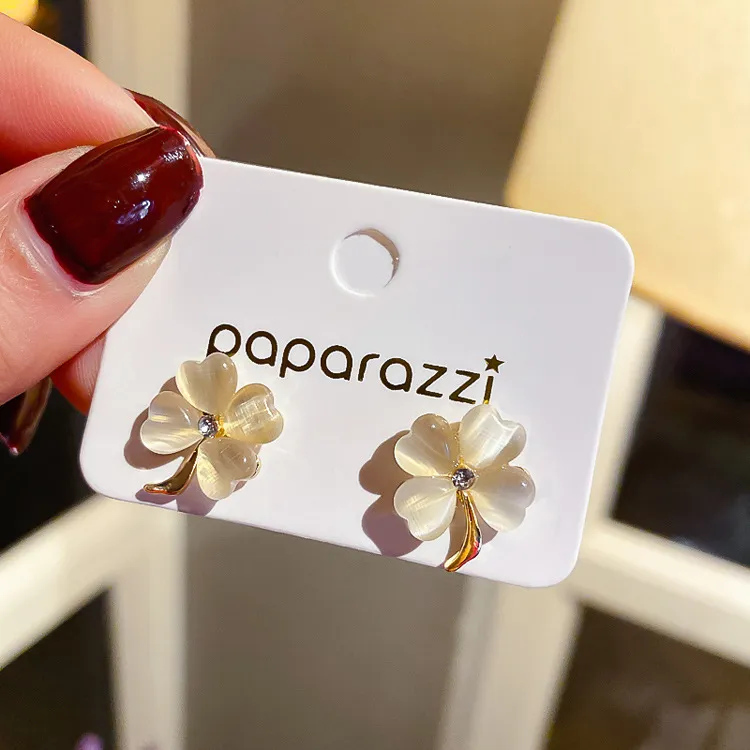 黄铜耳饰 [优雅法式耳钉]爆闪四叶草ins轻奢小众高级感气质超仙女