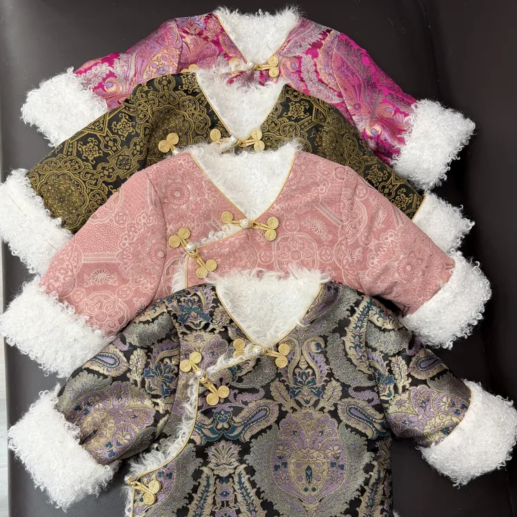 儿童新款藏式外套V领款擦日毛边 男女同款