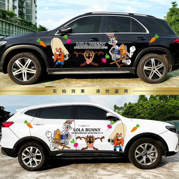 长安CS75 plus零跑C10车身贴纸动漫兔八哥汽车划痕遮挡贴纸装饰贴