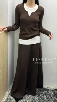 赫木梵极简羊毛撞色假链接显瘦针织上衣 F030（福福）