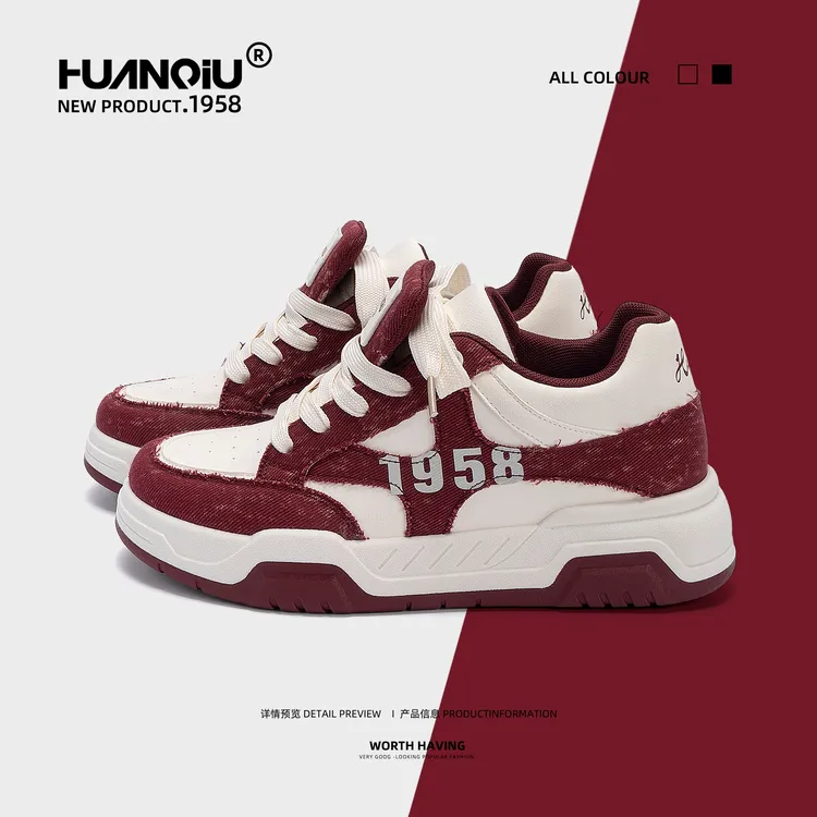 环球隐形内增高板鞋2025新款秋季复古潮流男鞋厚底低帮百搭面包鞋