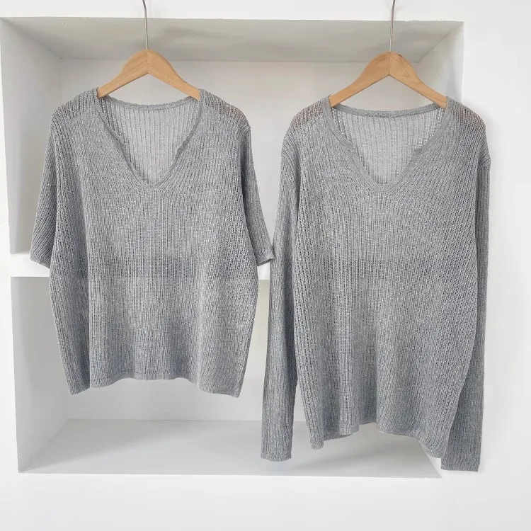 夏日氛围感半透明镂空针织衫女夏宽松休闲百搭短袖罩衫长袖防晒衣