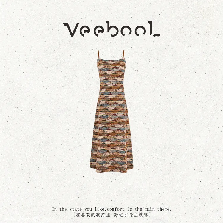 薇宝儿Veebool【莫奈油画】秋冬新款原创设计师气质显瘦连衣裙