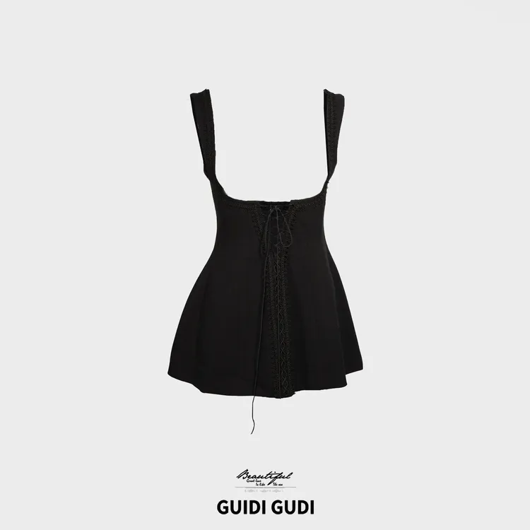 GUIDI GUDI【大弹鼓】气质休闲百搭时尚连衣裙/黄加蓝