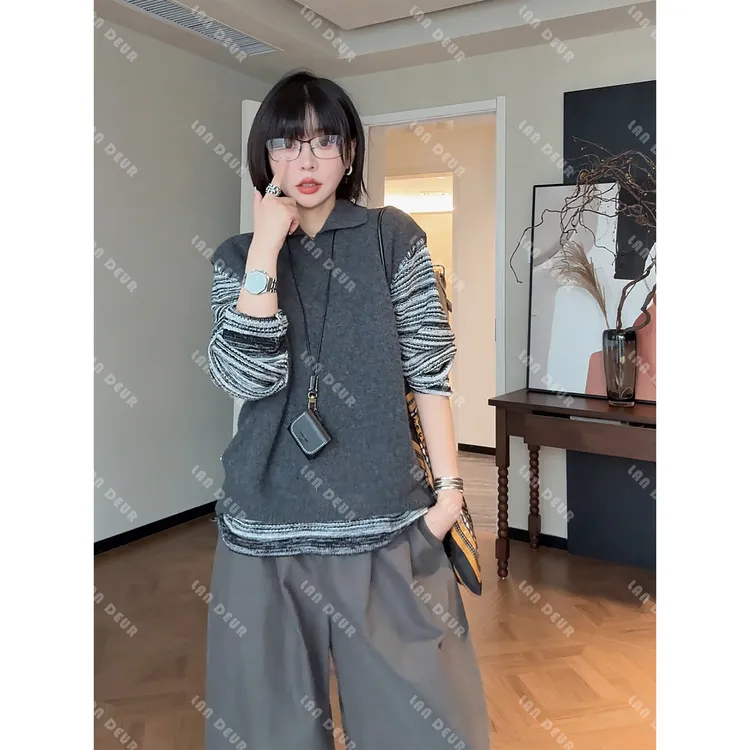 JIUJIU【杏雾漫光】时尚百搭气质简约老钱风复古马甲秋冬女