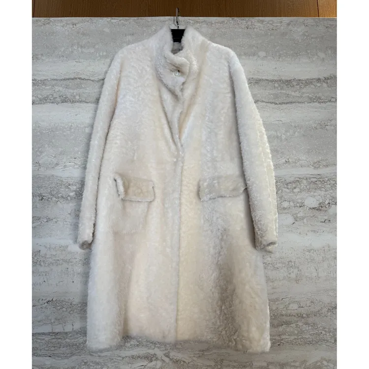 TANTAN长款冬季时尚轻奢大牌立领进口羊皮毛外套4386