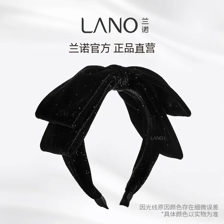 兰诺【落跑甜心】秋冬细闪丝绒双层立体蝴蝶结发箍法式气质头箍