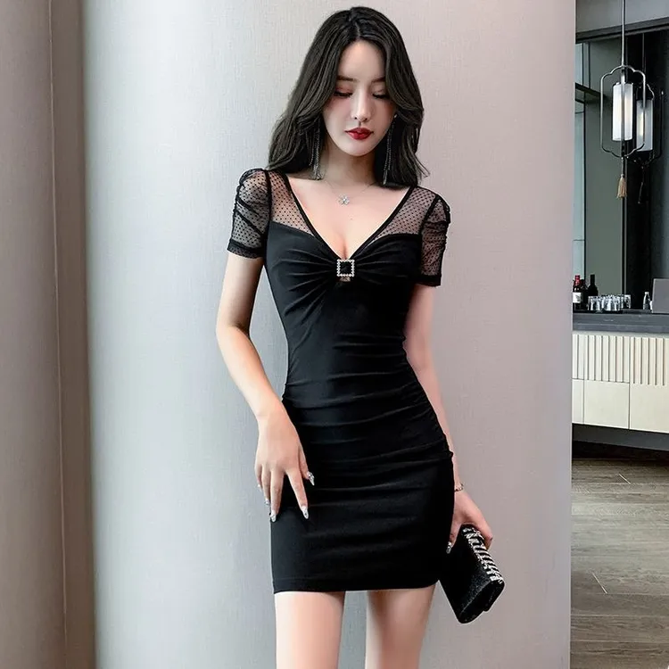 夜总店连衣裙低胸夜店性感女装修身显瘦包臀裙夜场女裙工作服