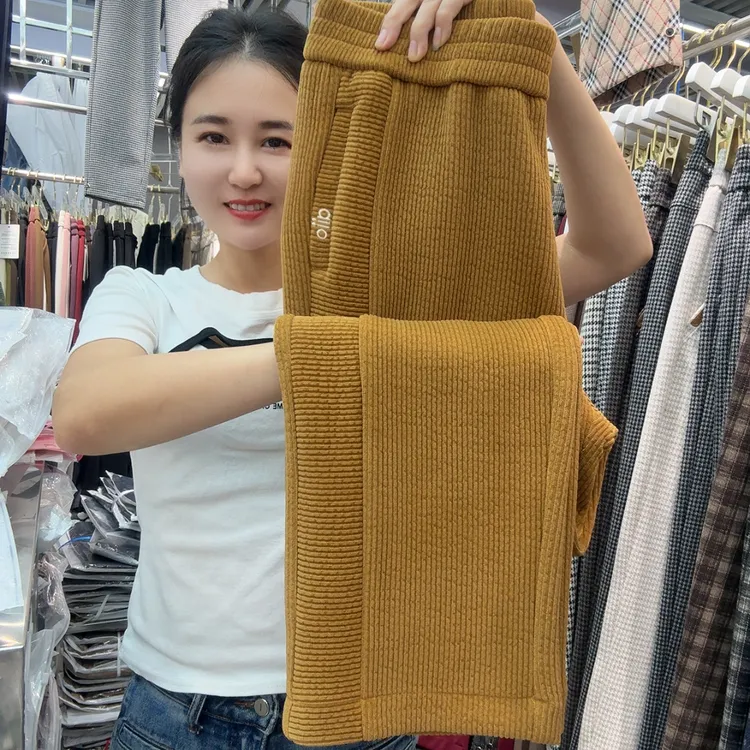 99095女士欧棉绒直筒裤百搭时尚洋气休闲裤秋冬舒适净版妈妈裤