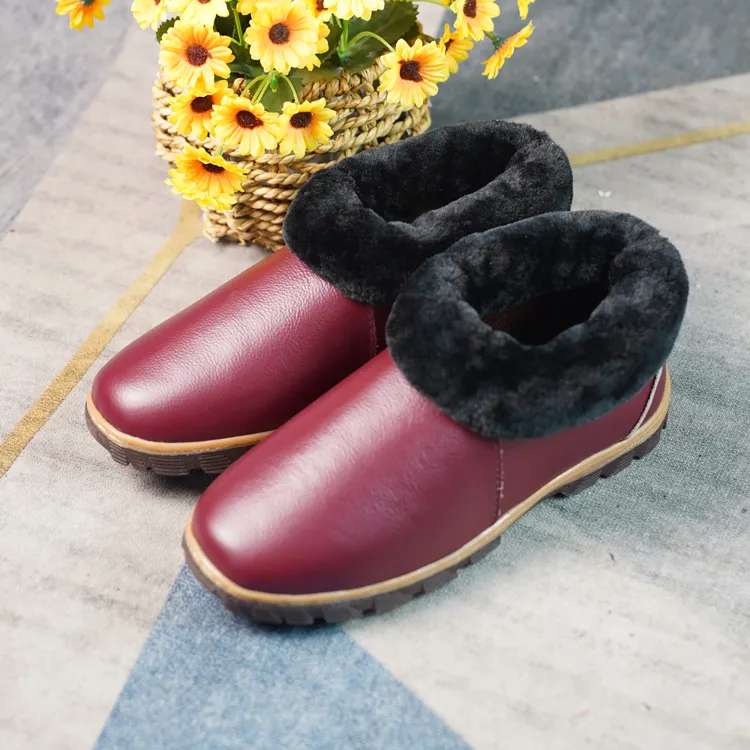 【头层牛皮】暖鞋海宁真皮雪地靴爸妈全包跟秋冬防滑牛津男女加厚