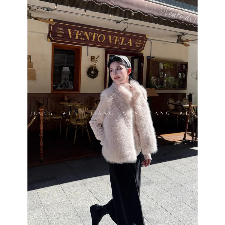 【芬兰马甲】粉色立领毛毛小香风马甲秋冬极简气质叠穿马甲外套