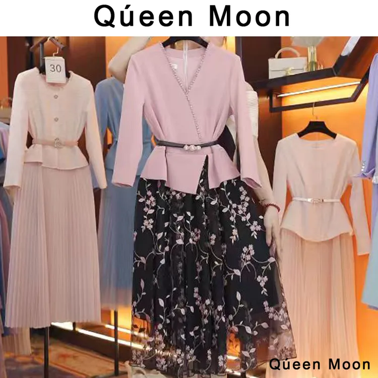 编码85【QúeenMoon】经典轻奢百搭气质连衣裙拼接长裙 (定制女装)