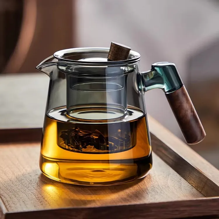 茶壶玻璃茶壶泡茶家用2025新款耐高温茶具套装煮泡茶器木把单壶