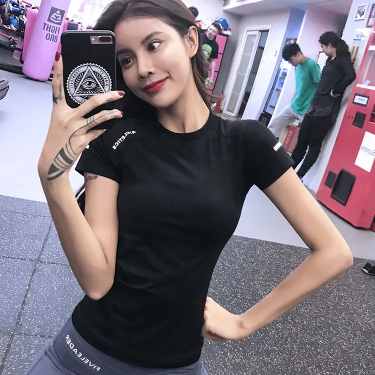 专业训练网红普拉提瑜伽健身服女休闲运动显瘦塑身速干T恤上衣夏