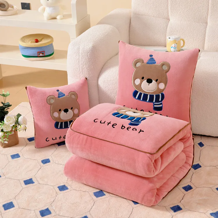 抱枕被子两用牛奶绒冬季加厚午睡枕头二合一汽车载内靠枕办公室